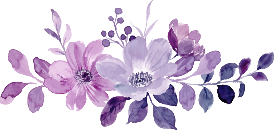 Watercolor purple flower bouquet