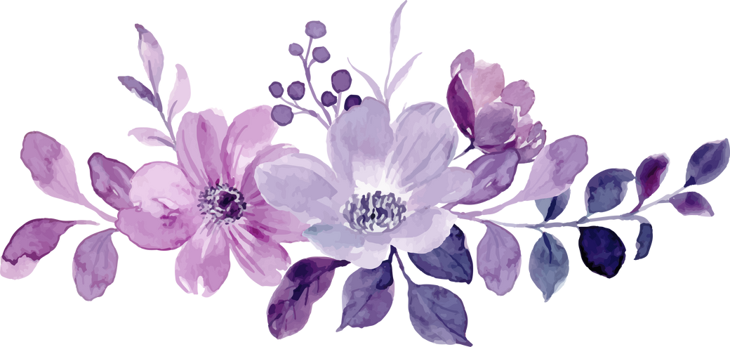 Watercolor purple flower bouquet